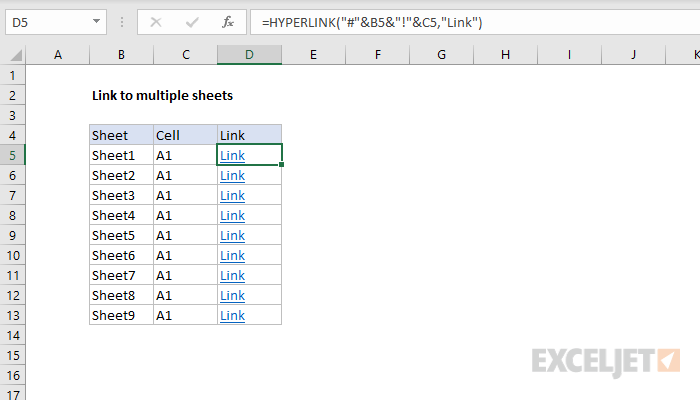 link excel worksheets