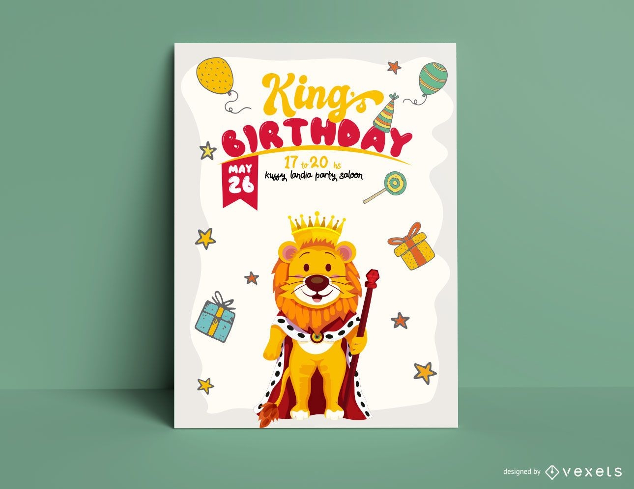 Lion King Birthday Invitation Template Vector Download