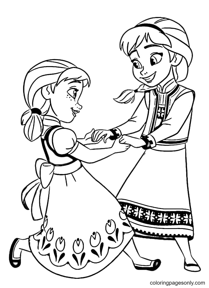 Anna And Elsa Coloring Page