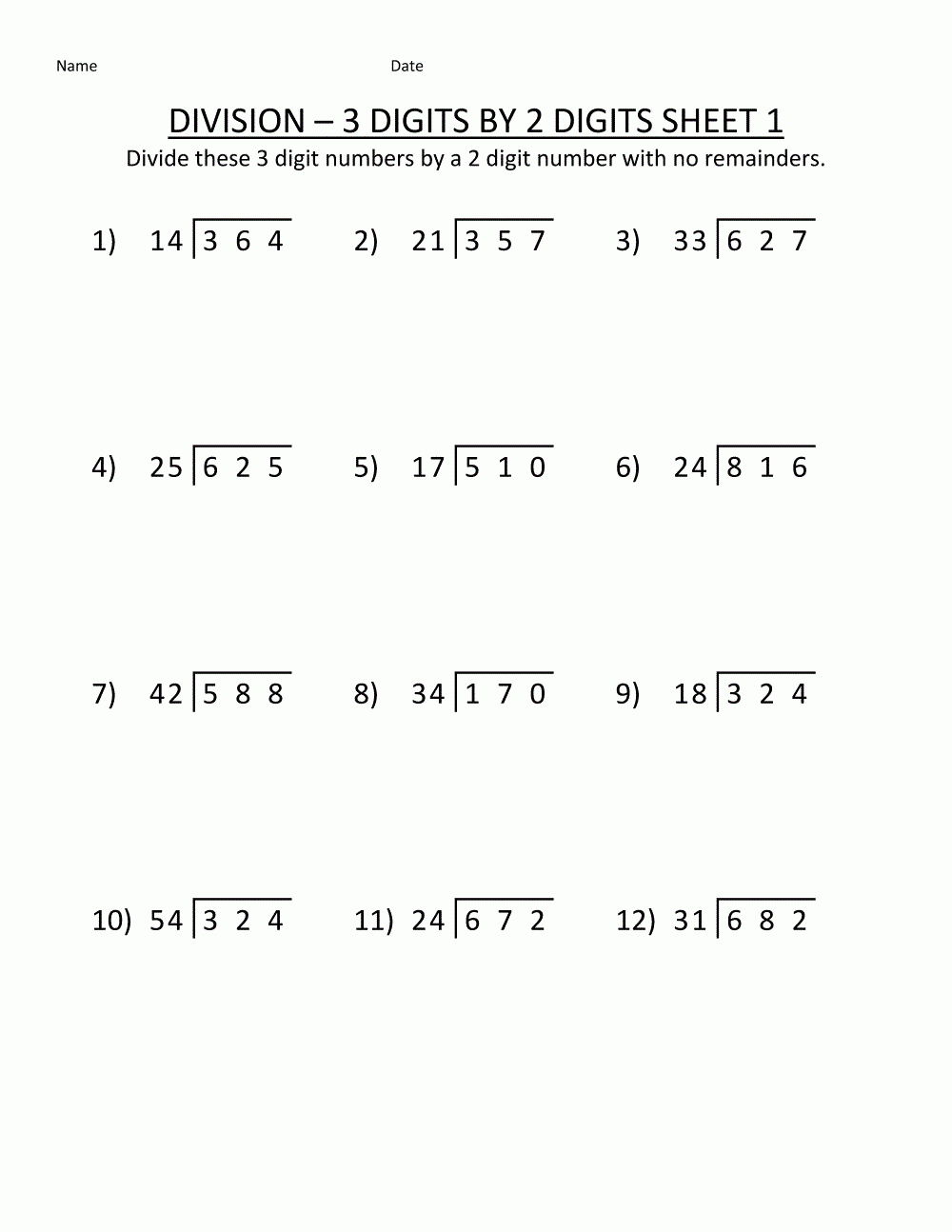 Long Division Worksheets Grade 6 With Answers Long Division Worksheets