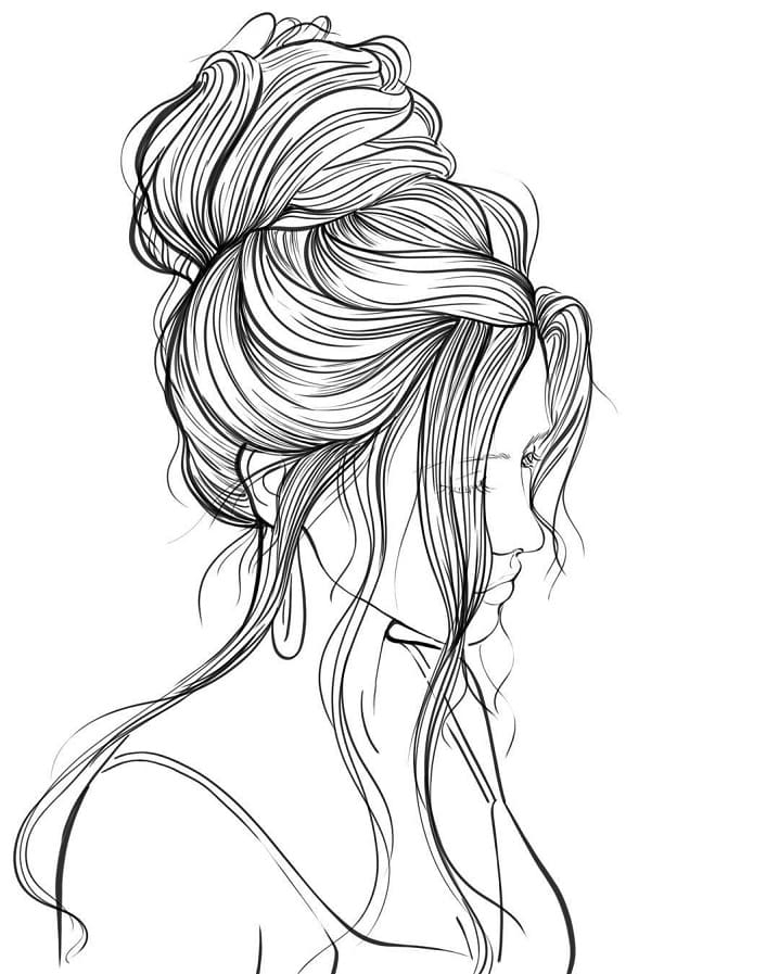 Long Hair Anime Girl Coloring Pages