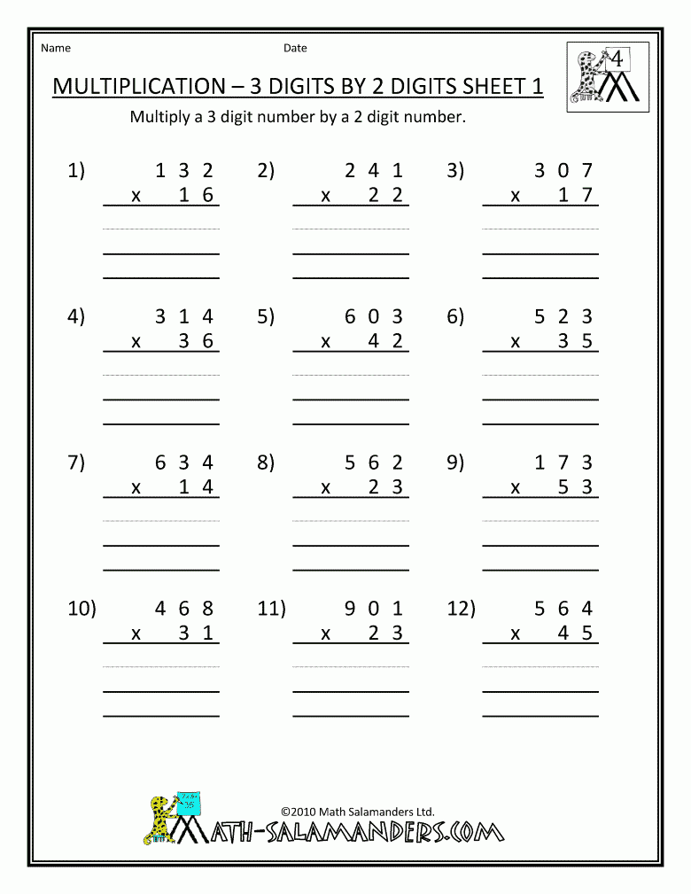 long multiplication worksheets