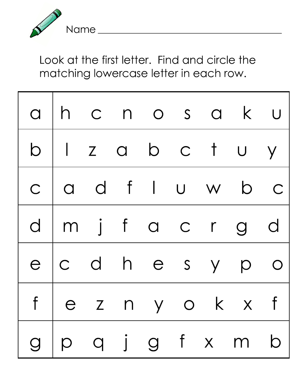 find the letter worksheets