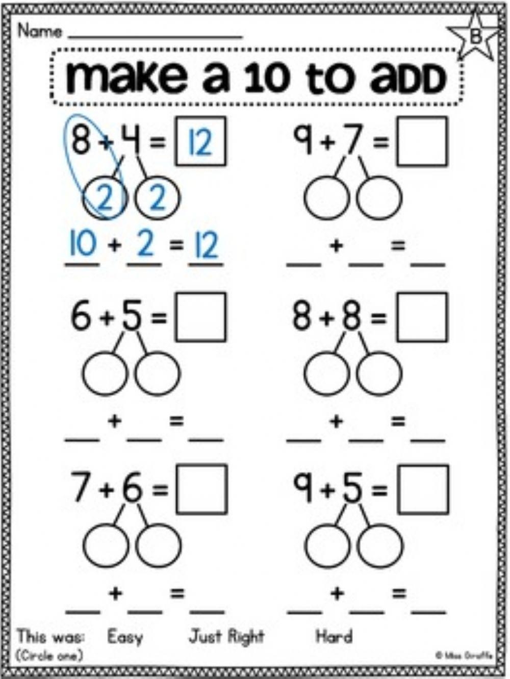 Make Ten Addition Strategy A Worksheets Library