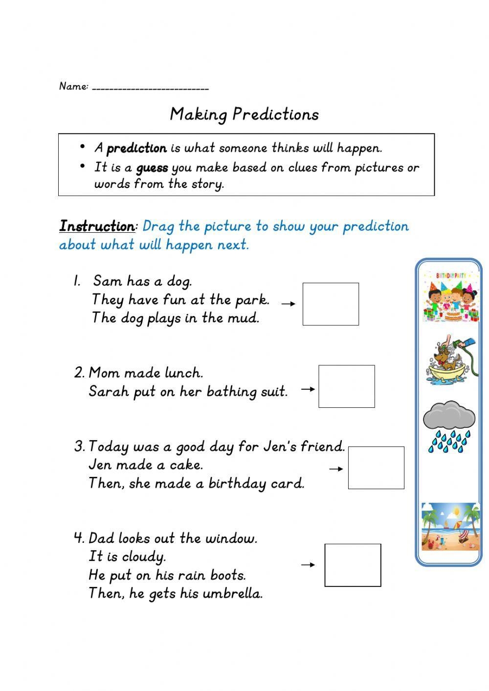 Making Predictions Predicting Worksheets For Kids Twinkl 