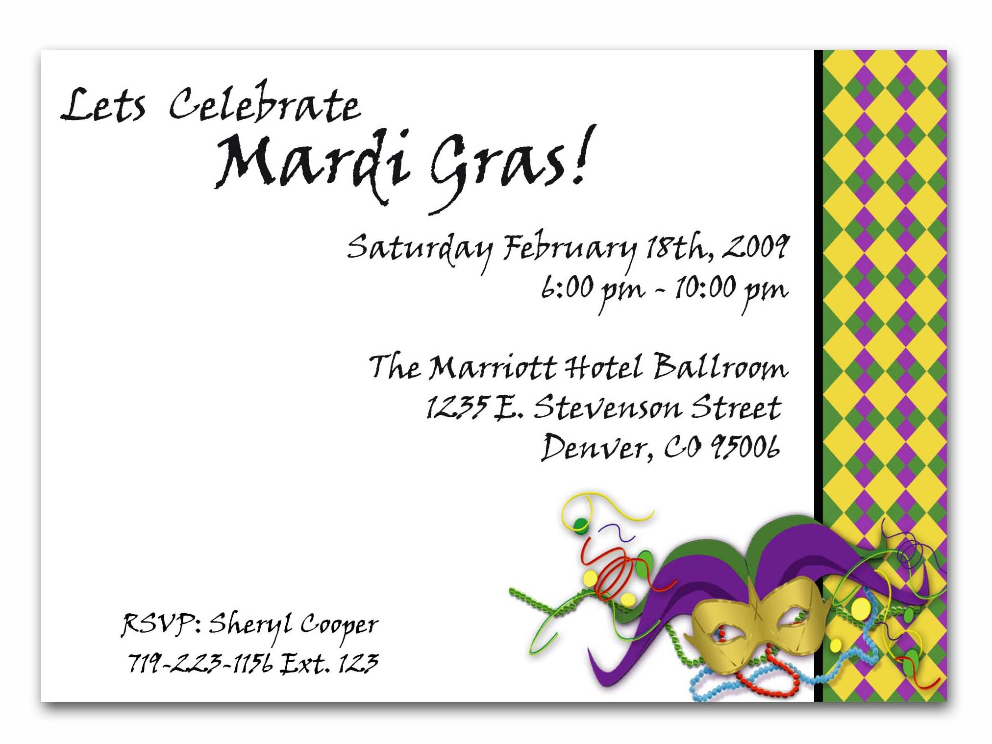 mardi gras invitation template