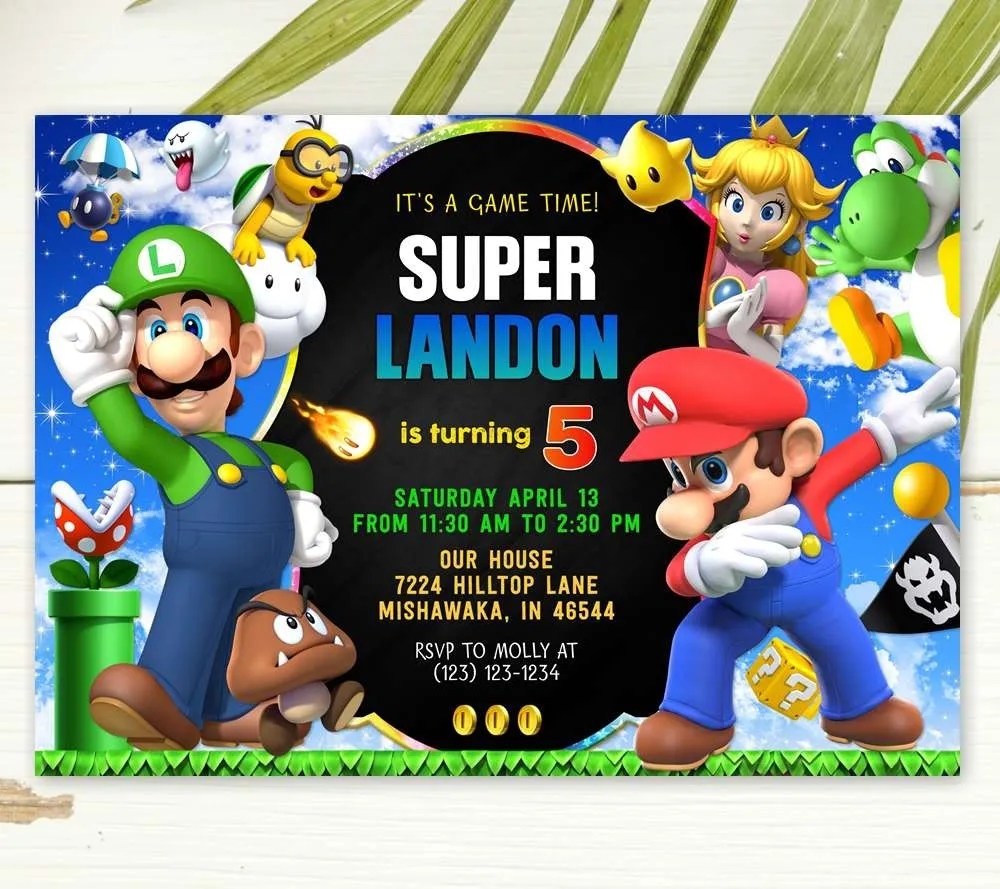 mario birthday invitation template