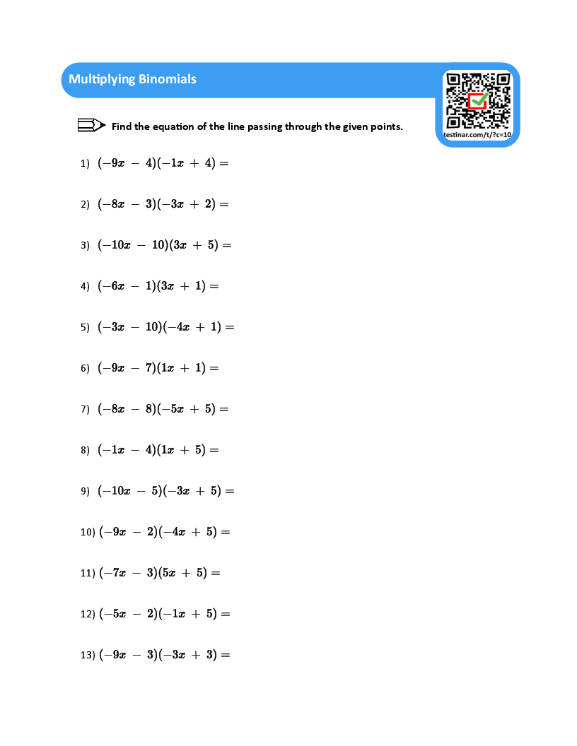 Master Binomial Multiplication With Our Extensive Worksheet Worksheet