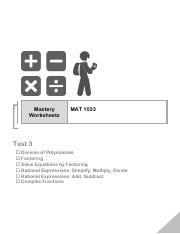 Mastery Worksheet Mat 1033 Test 1 Answers