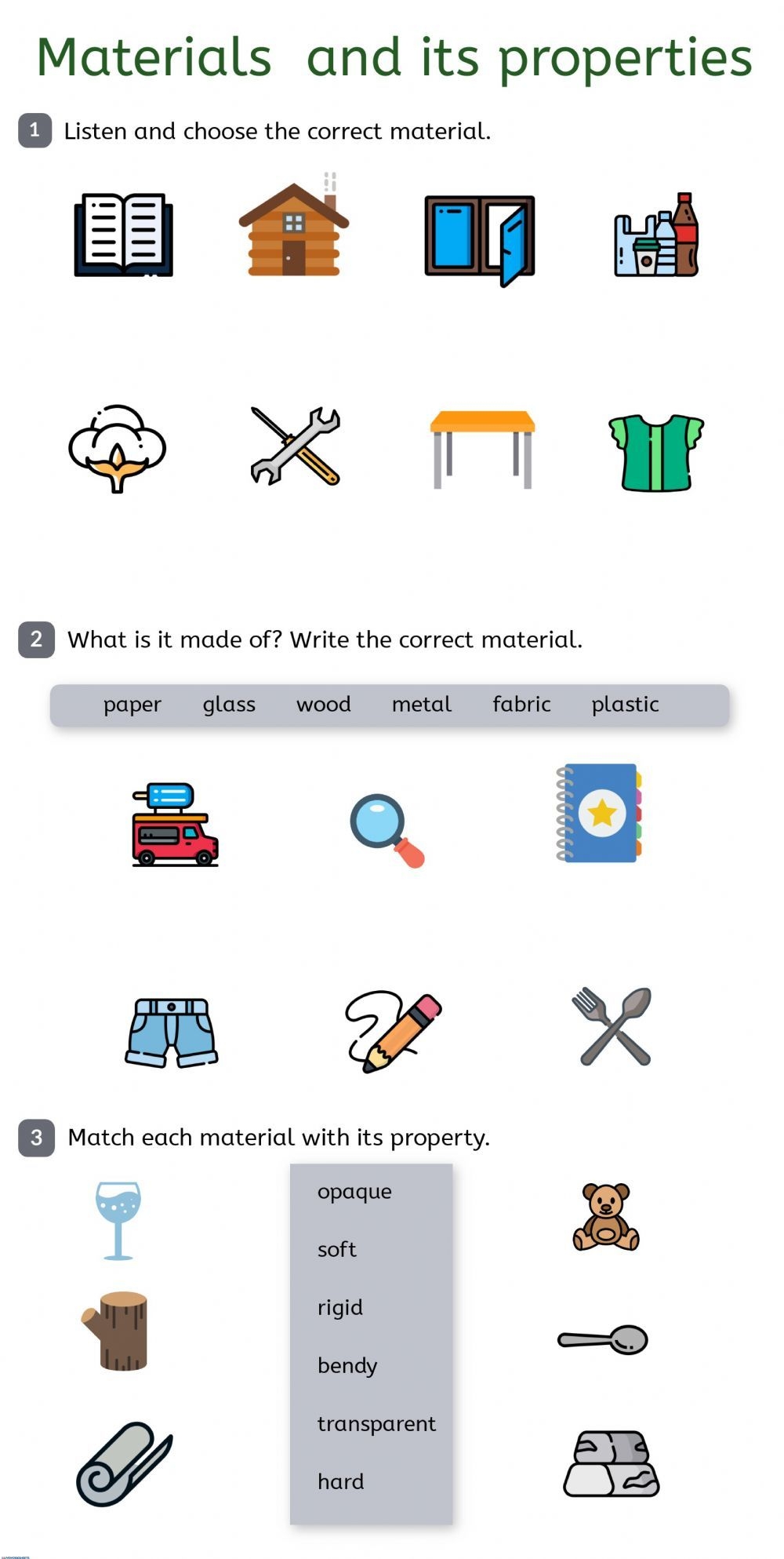 Materials Online Worksheet For 1 You Can Do The Exercises Online Or