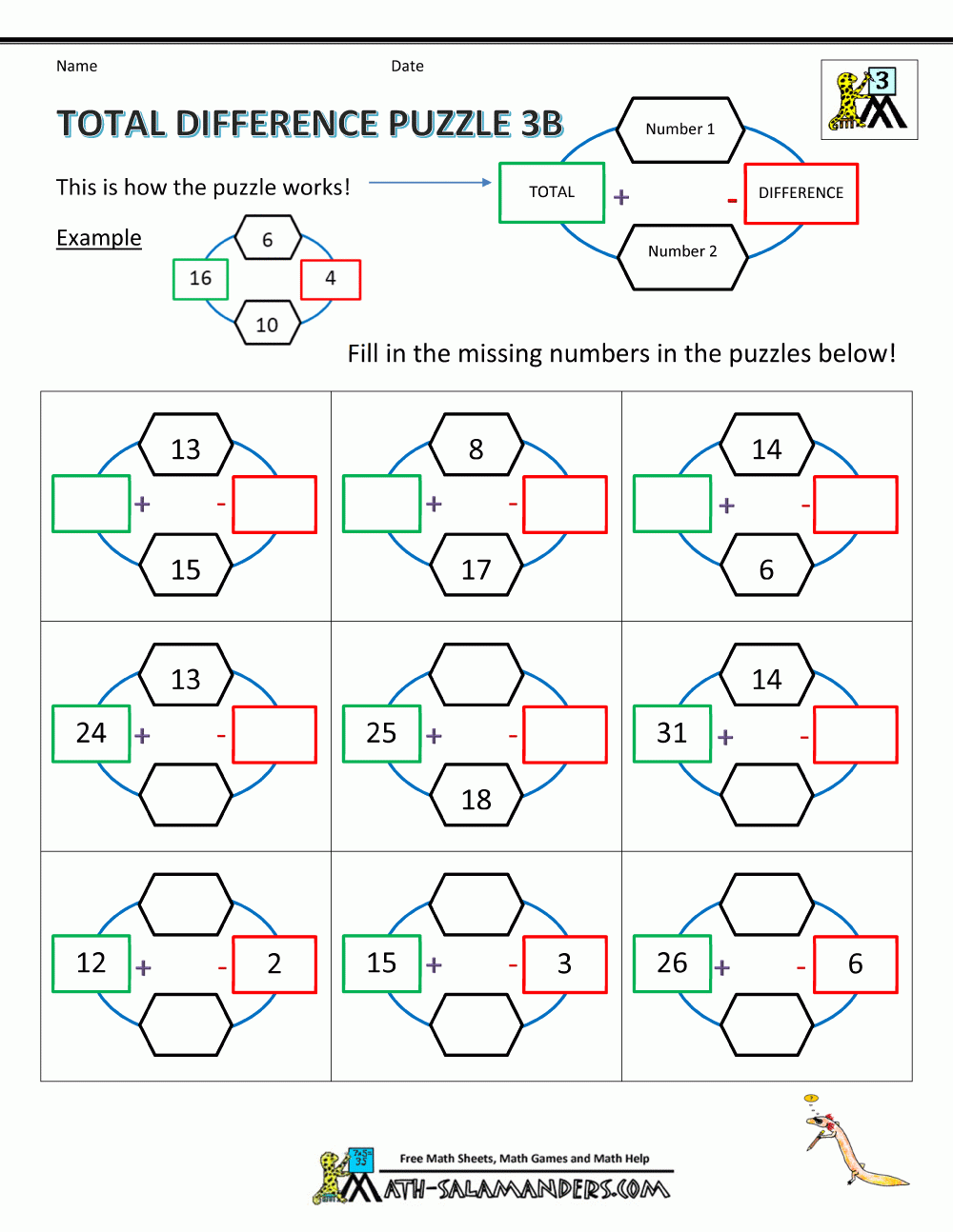 math puzzle worksheets