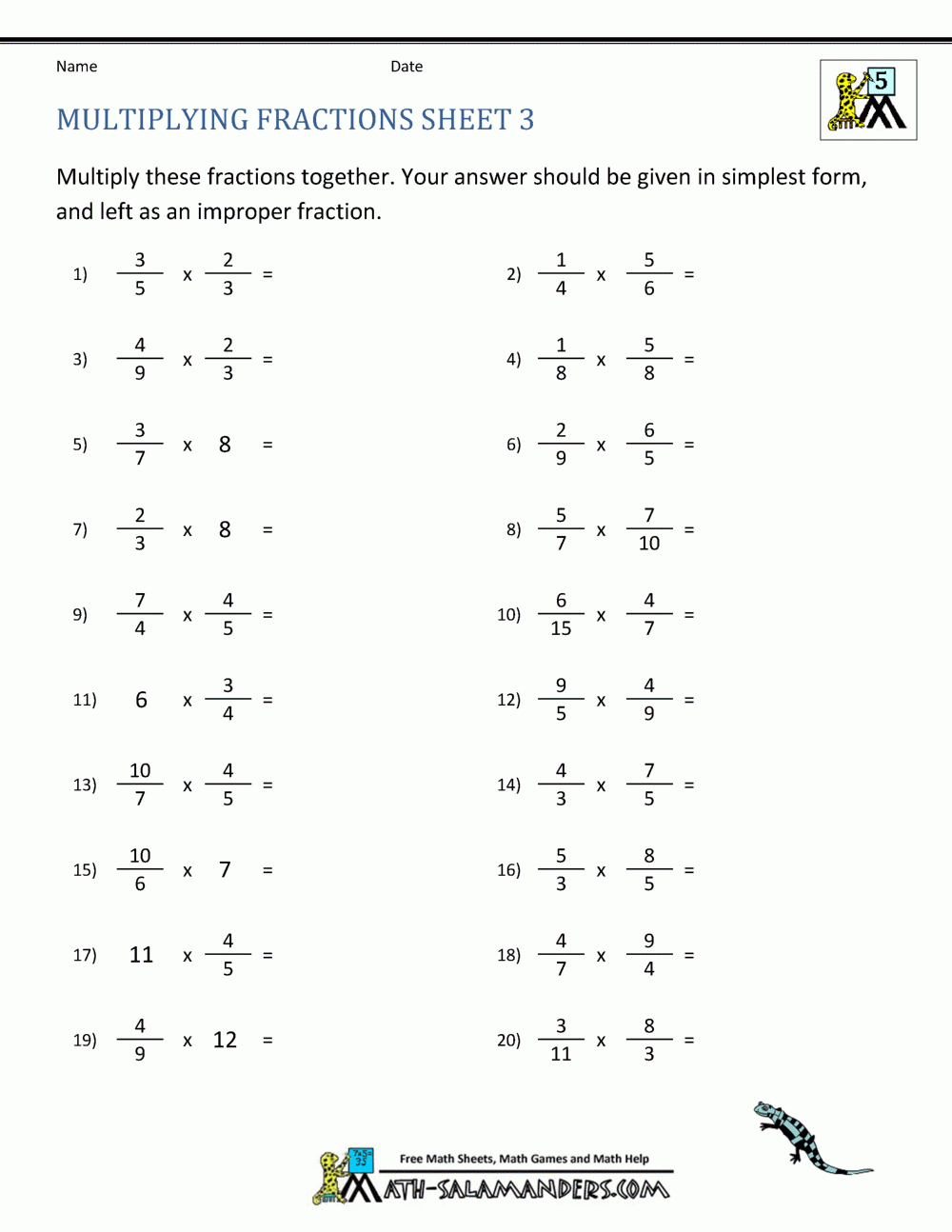 multiplying math worksheets