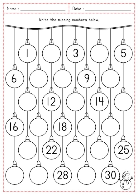 missing number worksheet