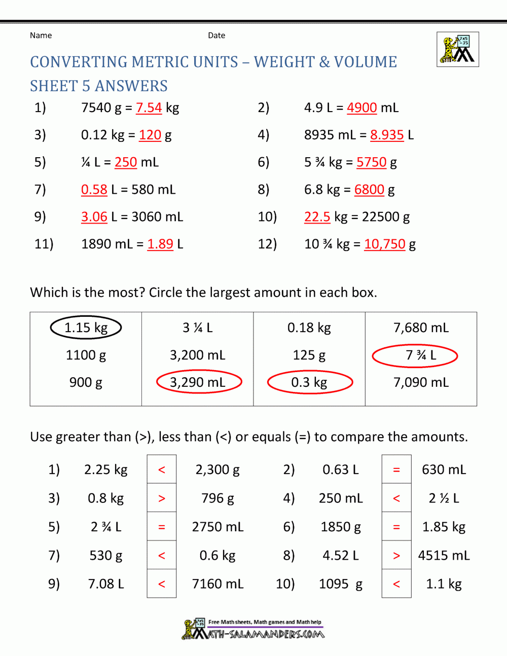 Metric Conversion Worksheet Worksheets Library
