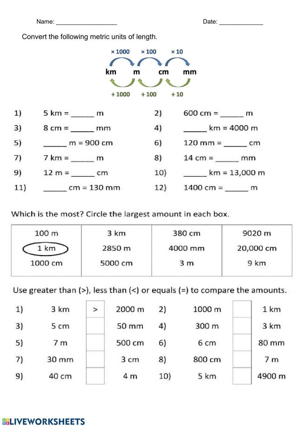 measurement conversion worksheets