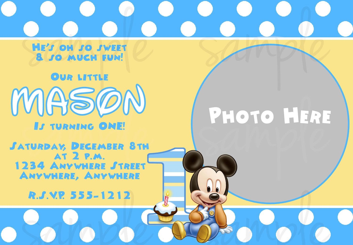Mickey Mouse 1St Birthday Invitations Template Free Printable Word 