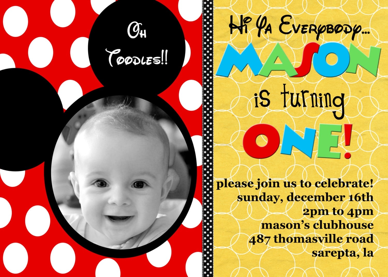 Mickey Mouse Birthday Invites