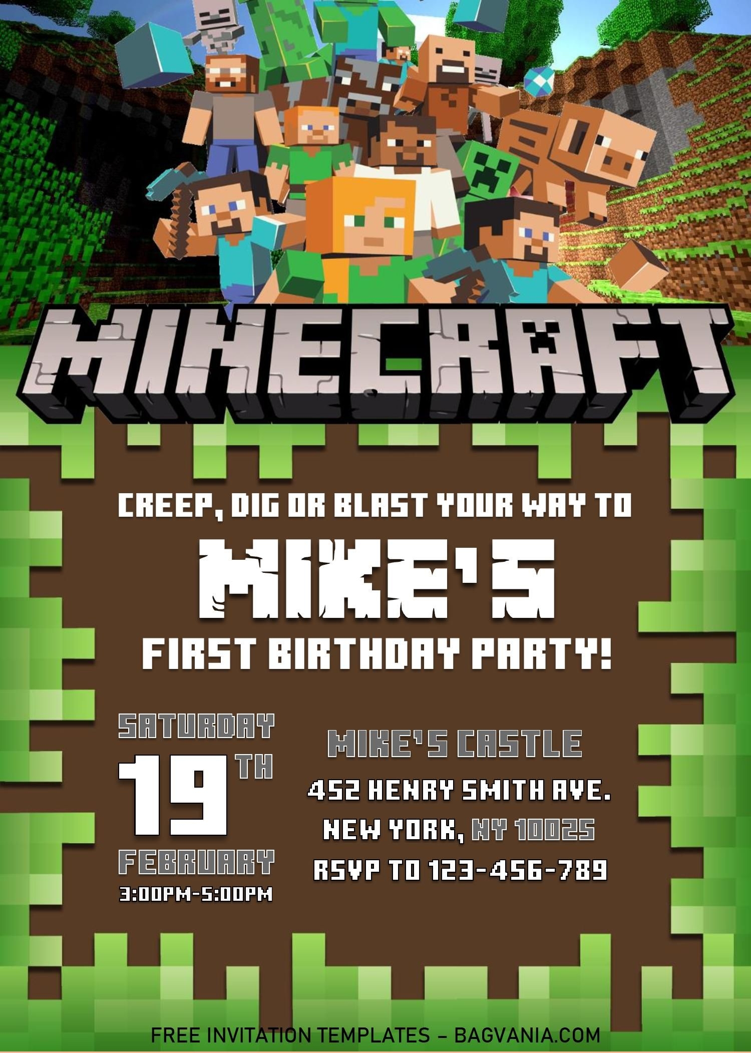 minecraft invitations template