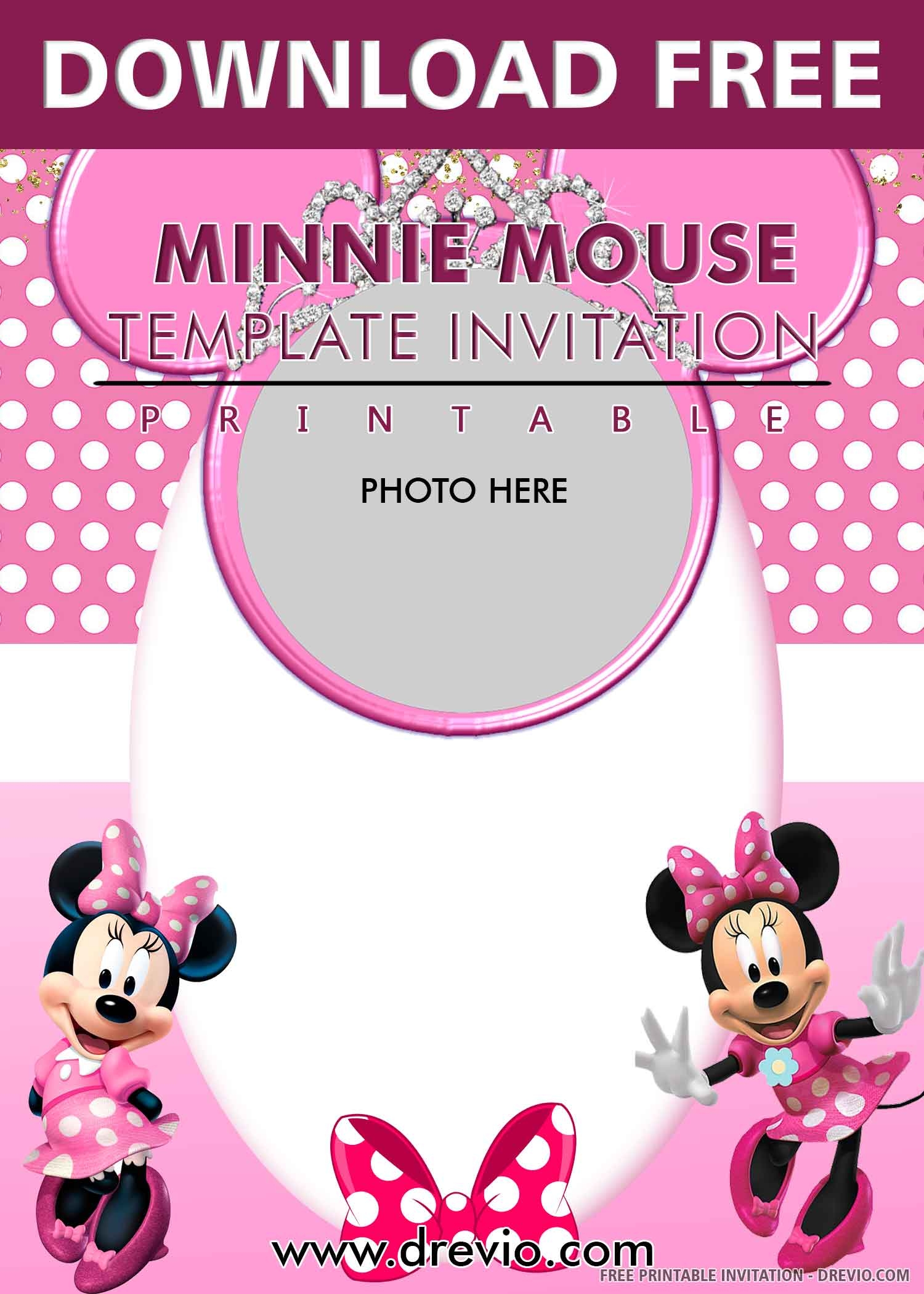 1st birthday minnie mouse invitation template