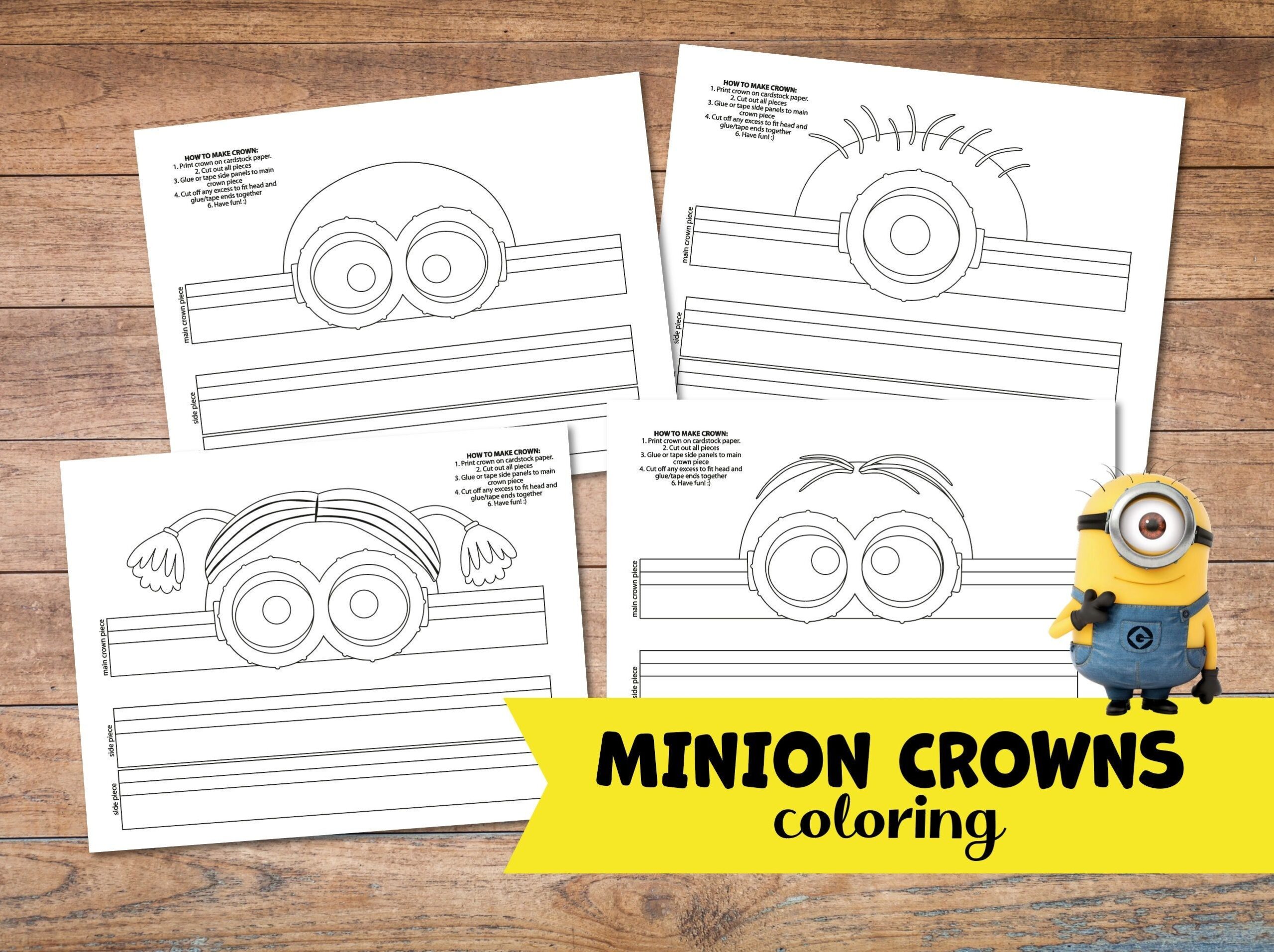 Minon Crown Coloring Minion Birthday Crown Minon Mask DIY Minion 