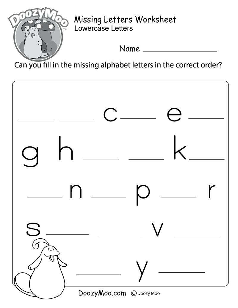 Missing Letters Worksheet Free Printable Doozy Moo
