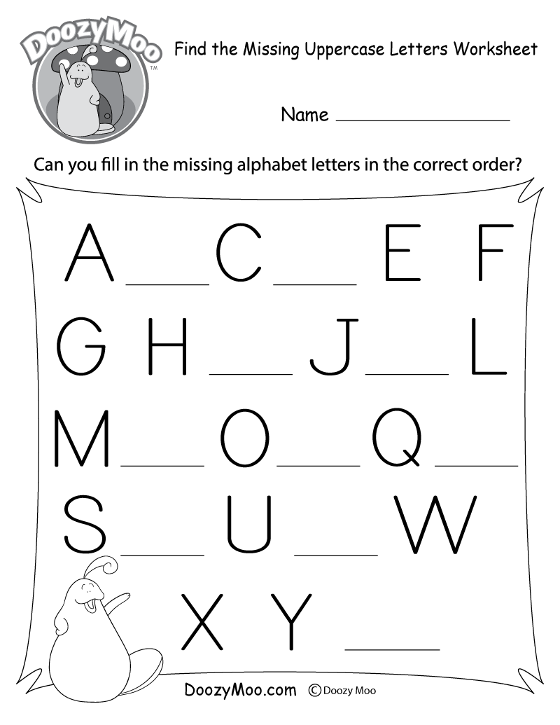 Missing Letters Worksheet Free Printable Doozy Moo