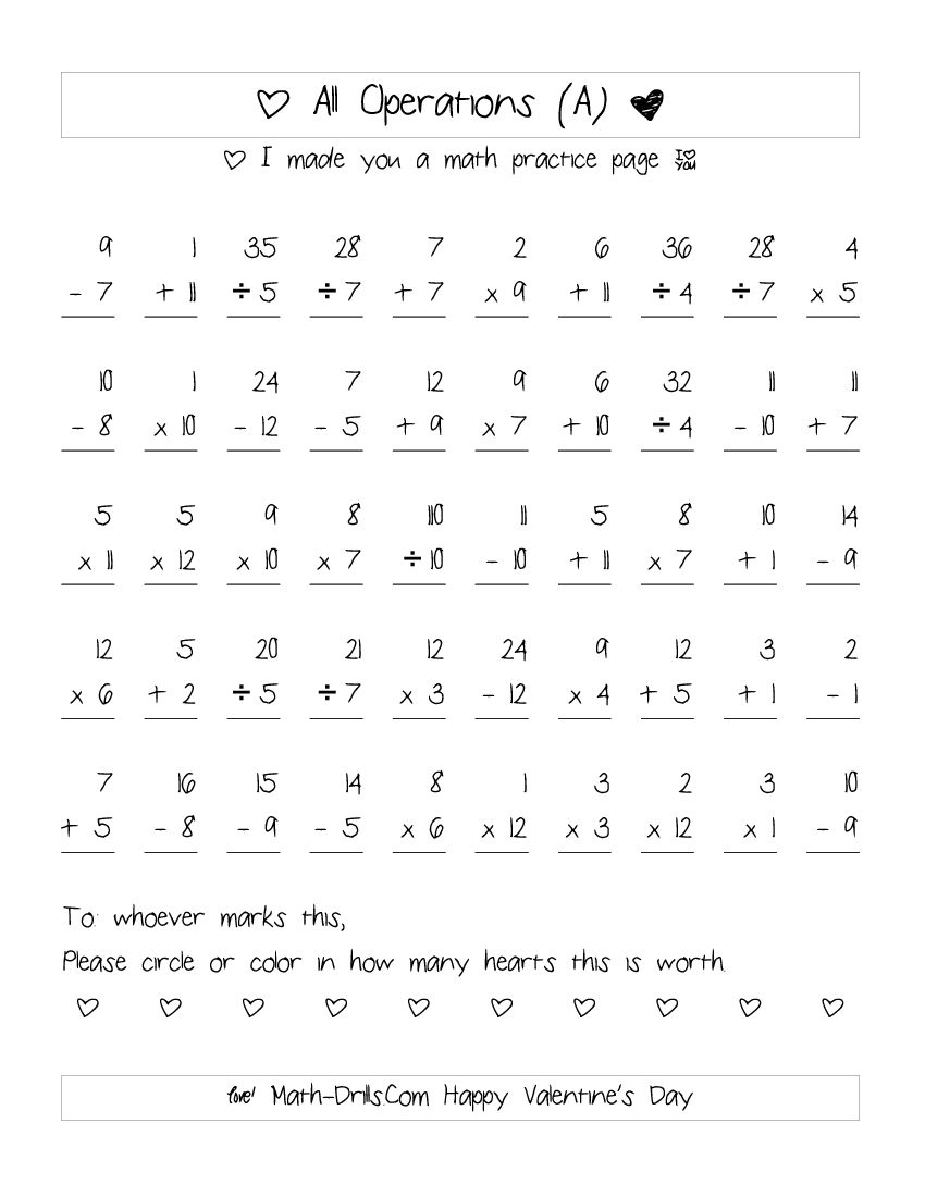 Mixed Operations Worksheets