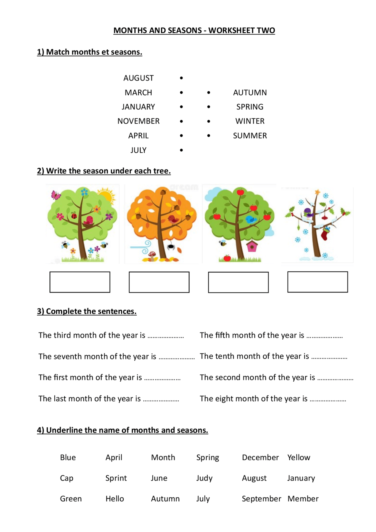 seasons worksheet