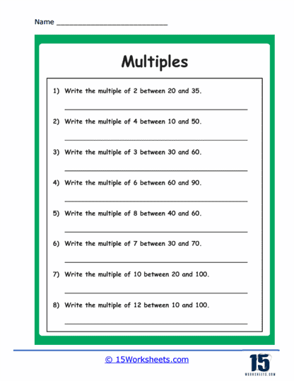 multiples worksheet
