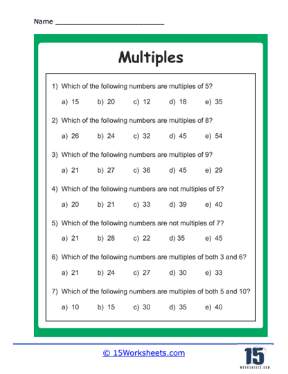 Multiples Worksheets Worksheets Library