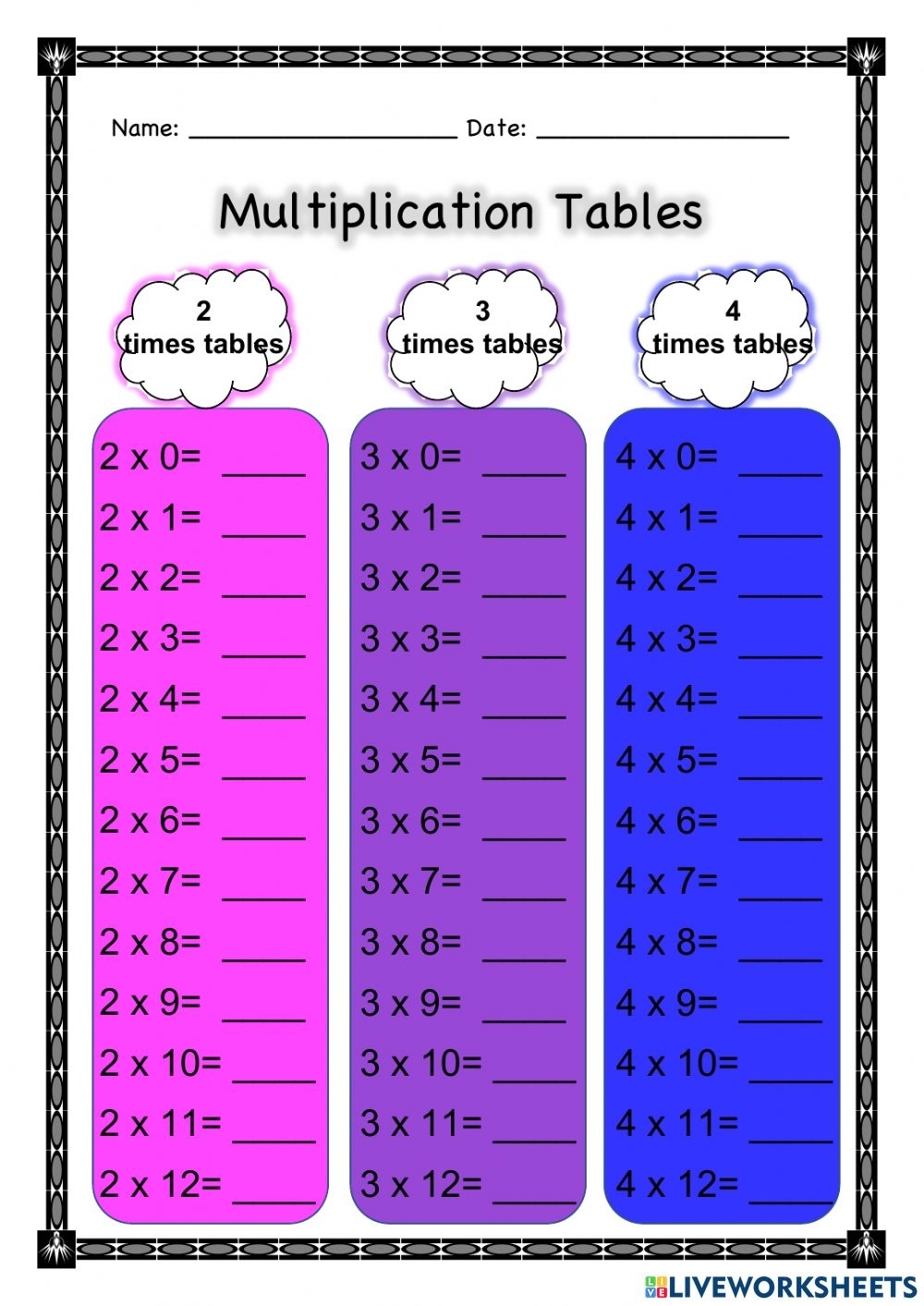 Multiplication 3 And 4 Worksheets Printable Worksheets