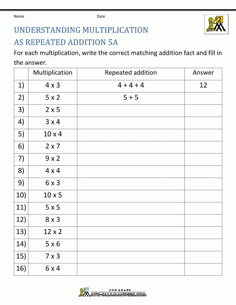 Multiplication As Repeated Addition Live Worksheets Worksheets Library