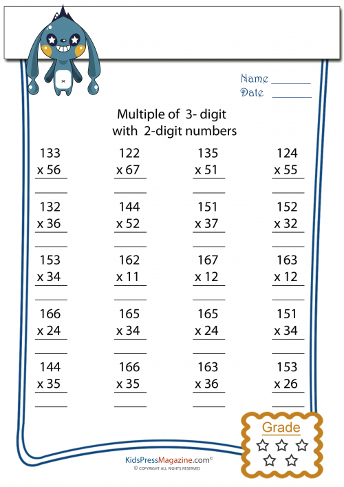 multiplication worksheets 3 digit by 2 digit