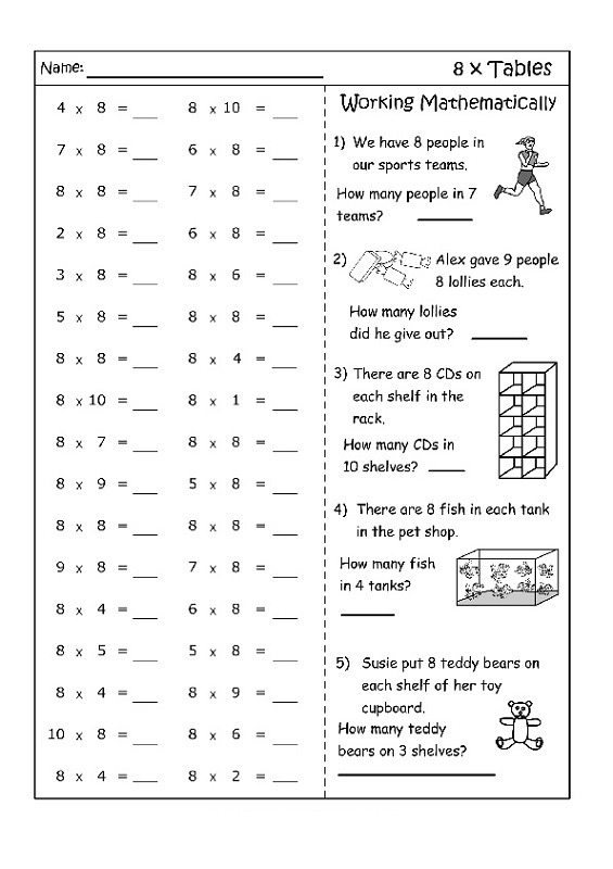 Multiplication Worksheets 8 Times Tables Norrilly