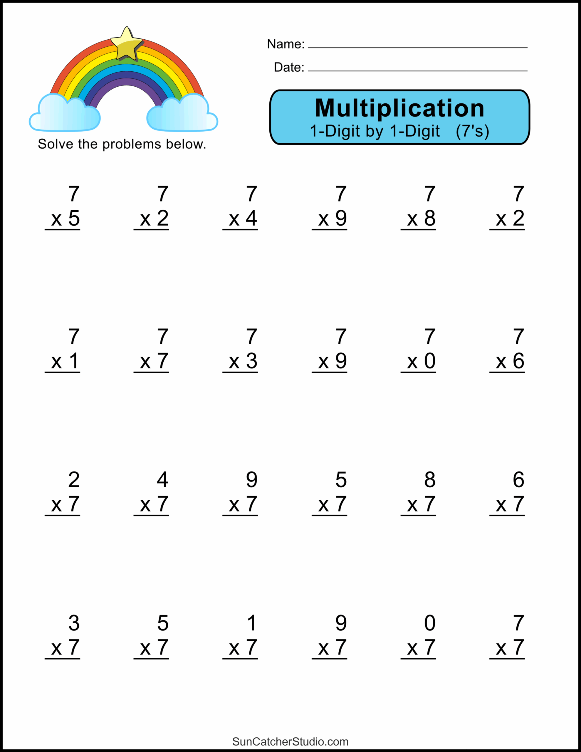 Multiplication Worksheets One Digit Math Drills DIY Projects