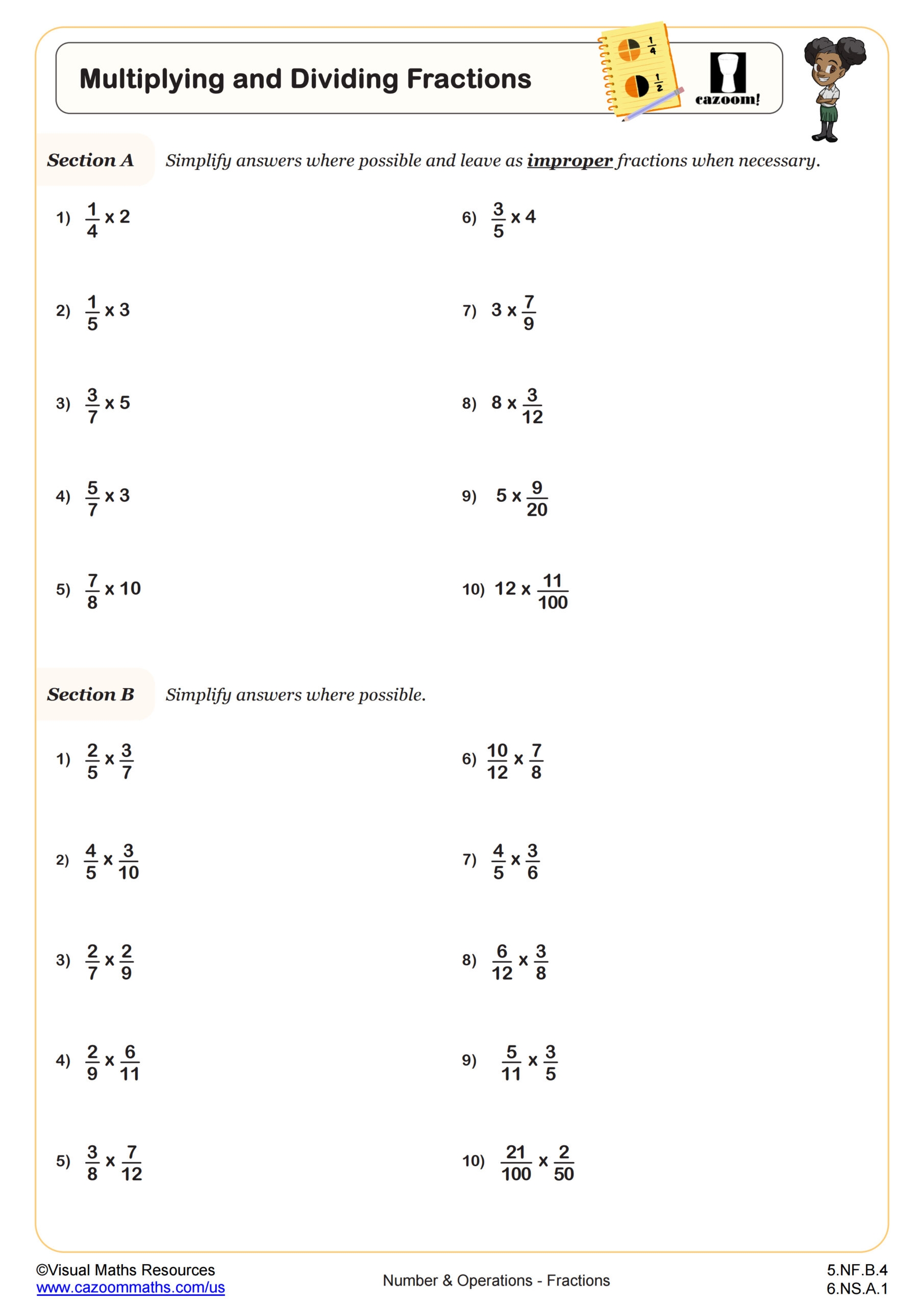 dividing fractions worksheet pdf