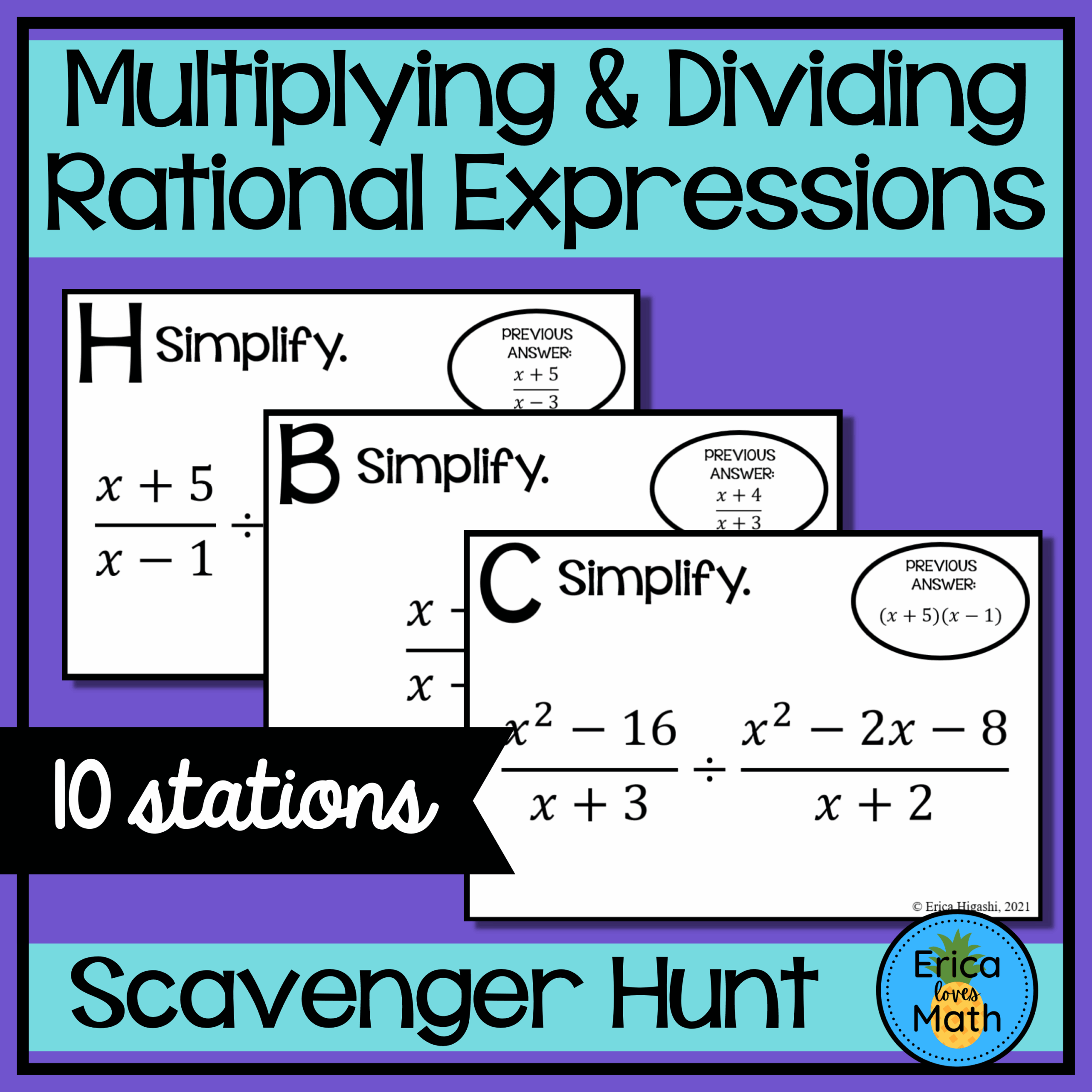Multiplying Dividing Rational Expressions Activity Scavenger