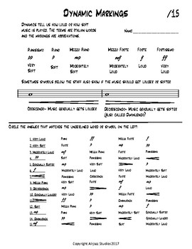 Music Dynamics Worksheet By Aaron Hardie Teachers Pay Teachers