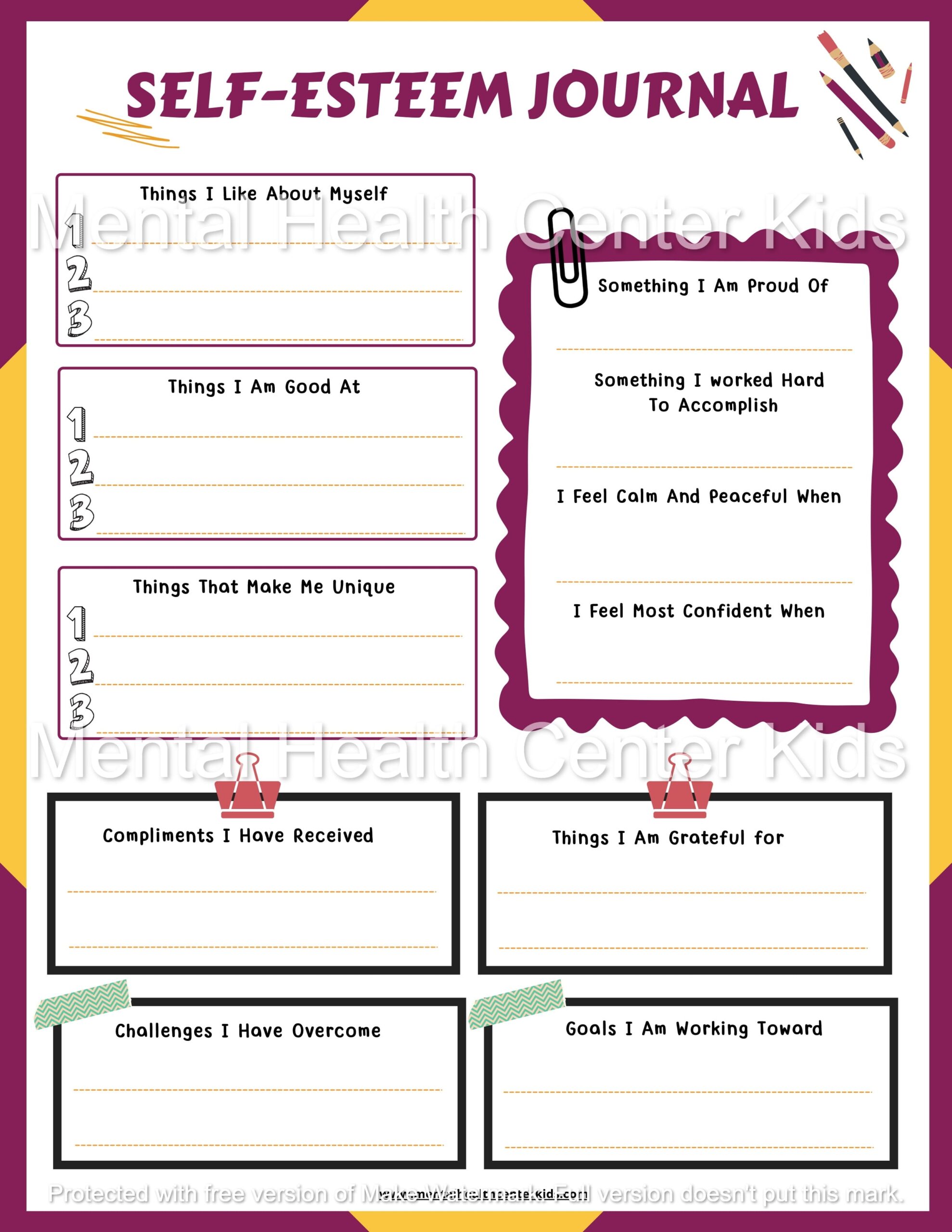self esteem worksheets for adults pdf