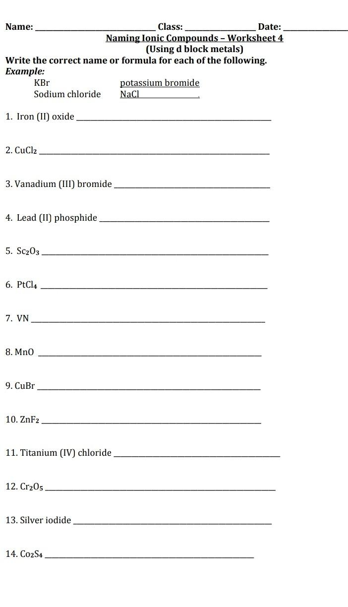 Naming Ionic Compounds Worksheet Easy Hard Science Worksheets Library
