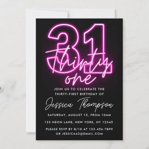 Neon Pink 31st Birthday Invitation Zazzle