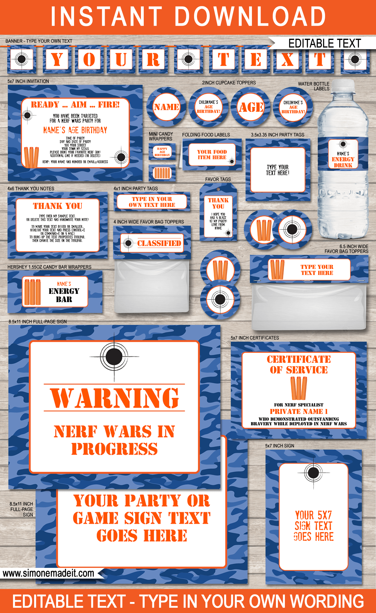 Nerf Birthday Party Printable Templates Nerf Party Theme
