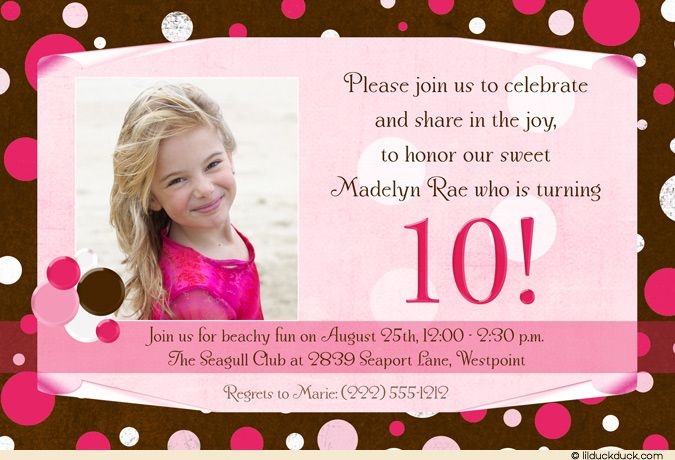 10th birthday party invitation templates
