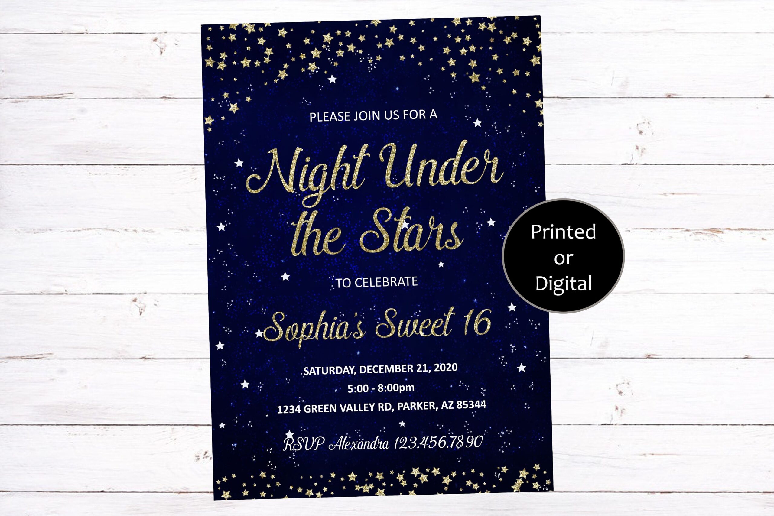 Night Under The Stars Invitation Starry Night Invitation Etsy