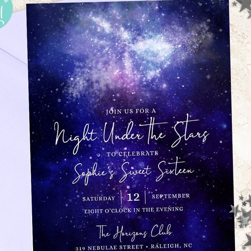 Night Under The Stars Invitation Starry Night Invitation Etsy
