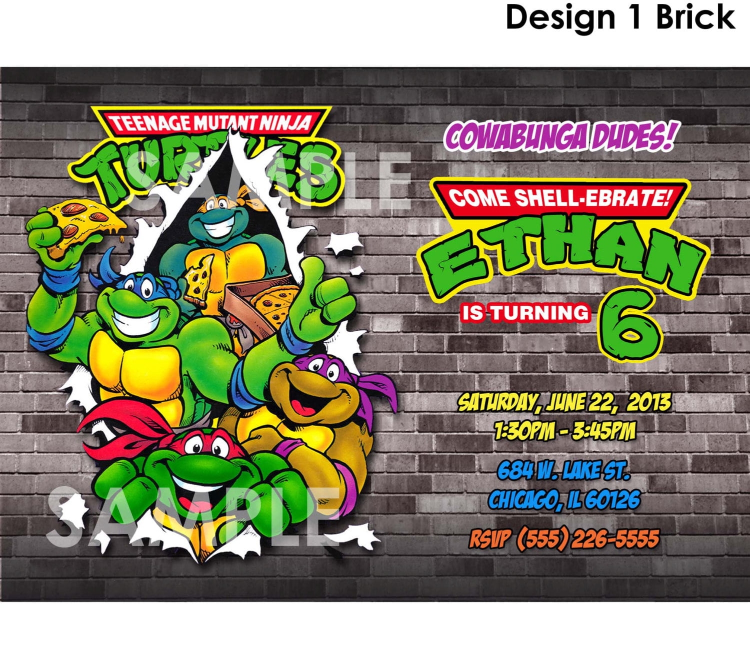 ninja turtle birthday invitation template free