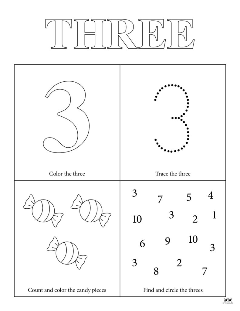 Number 3 Tracing Worksheets 15 FREE Pages Printabulls Worksheets 