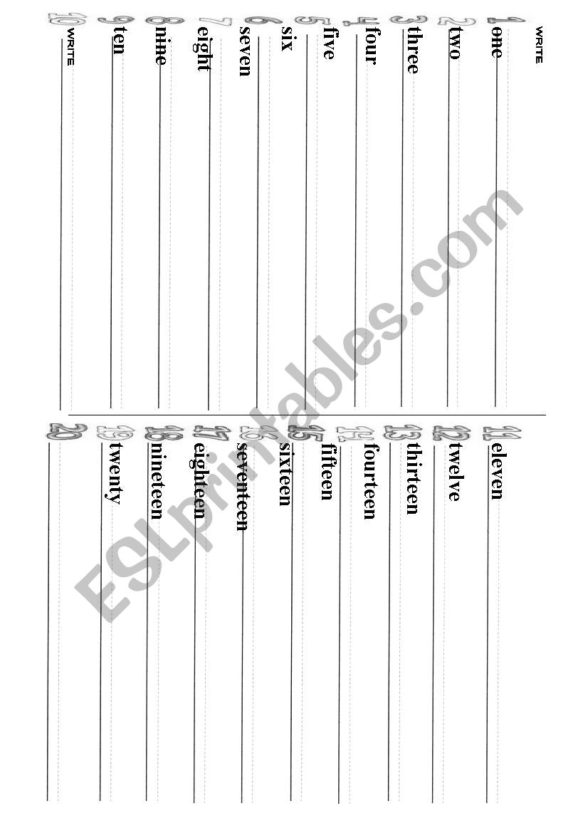 old italian handwriting of numbers 1 20 worksheets pdf