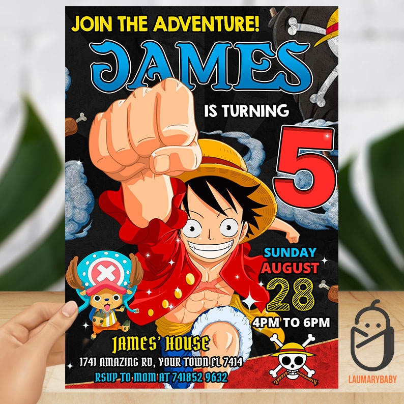 one piece birthday invitation template