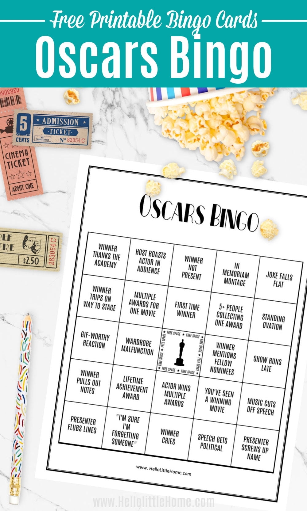 oscar bingo cards printable